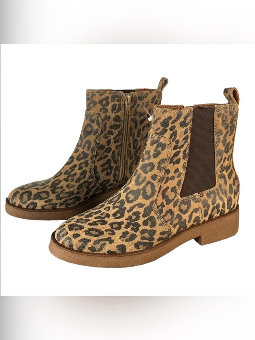 Lucky Brand Ressy Leopard Suede Chelsea Boots NWOT 7.5 Ankle Booties